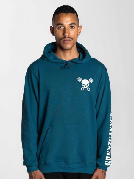 Skull Hoodie Men petrol blue