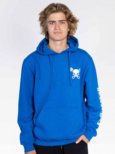 Skull Hoodie Men solid blue