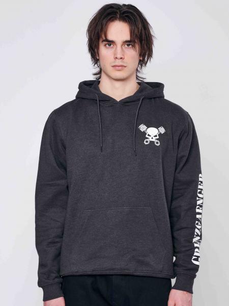 Skull Hoodie Men charcoal grey