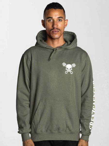 Skull Hoodie Men olive green