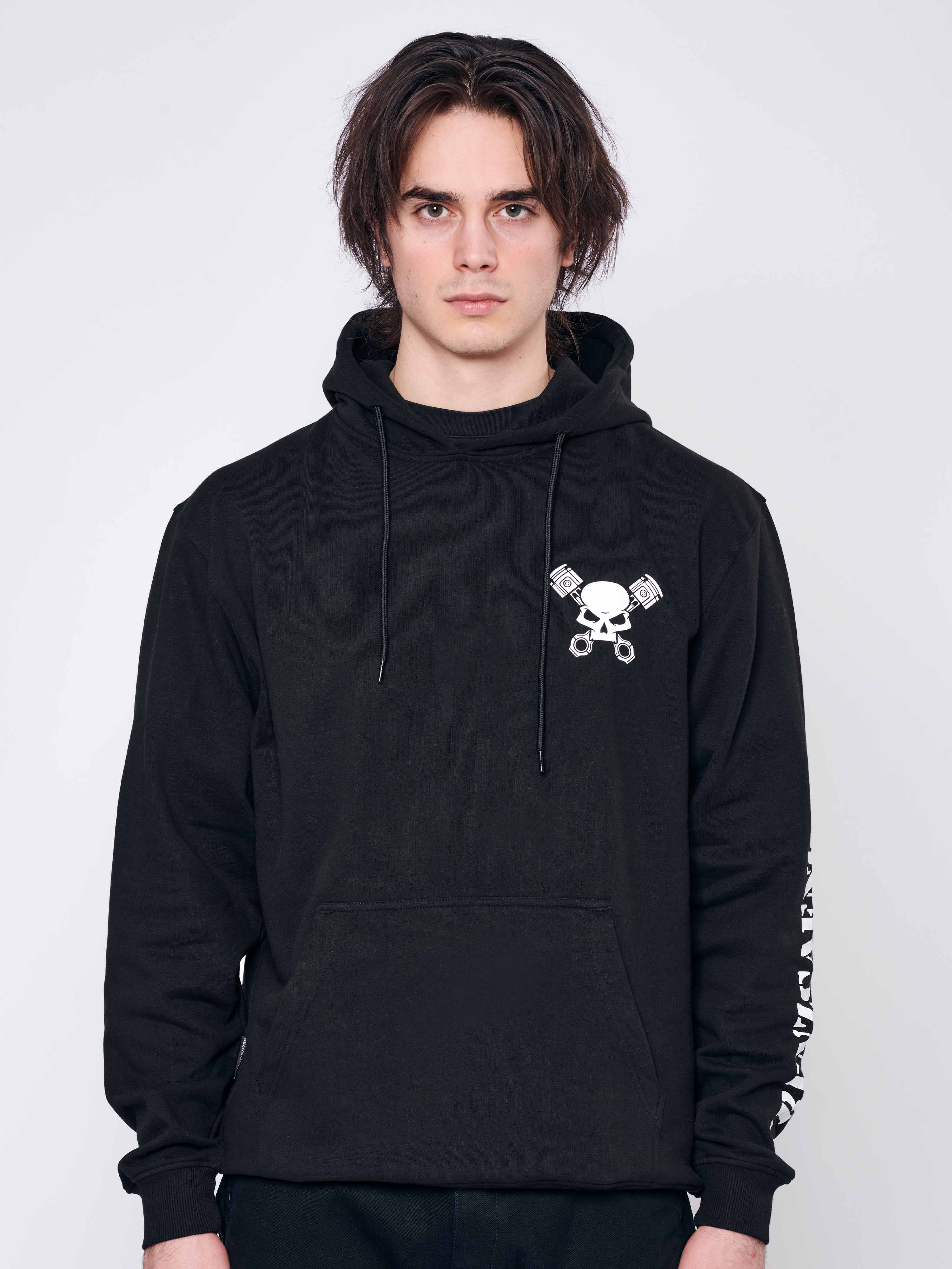 Skull Hoodie Men deep black