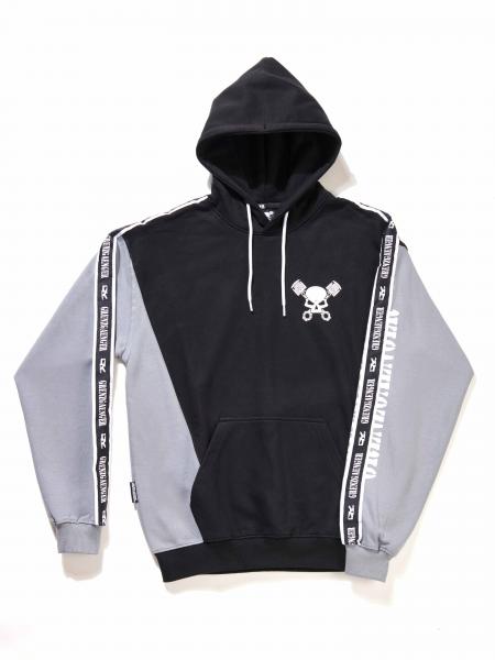 Color Block Skull Hoodie black & grey